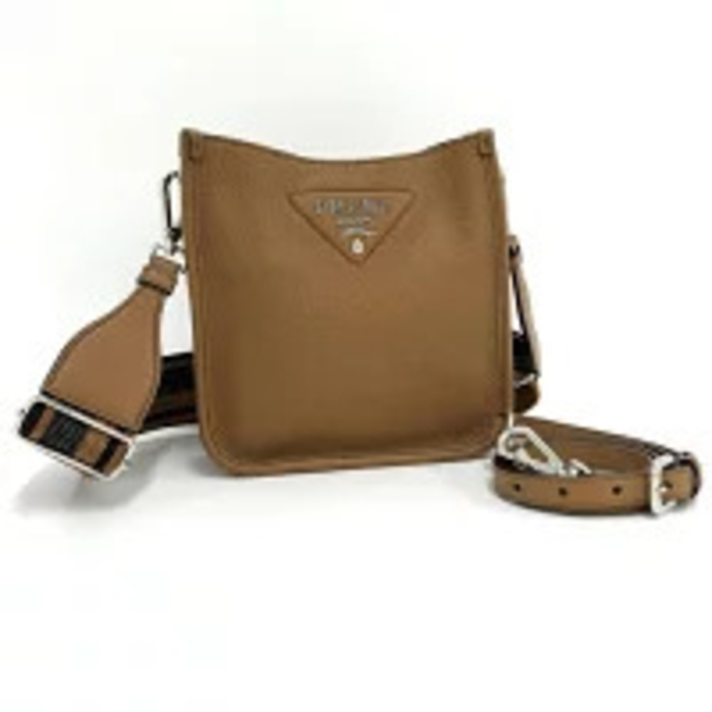 Prada Caramel Leather Shoulder Bag Brown
